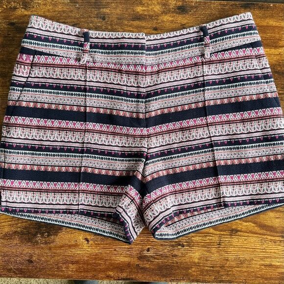 Ann Taylor Loft Navy & Pink Boho Textured Striped Riviera Shorts - Picture 3 of 9